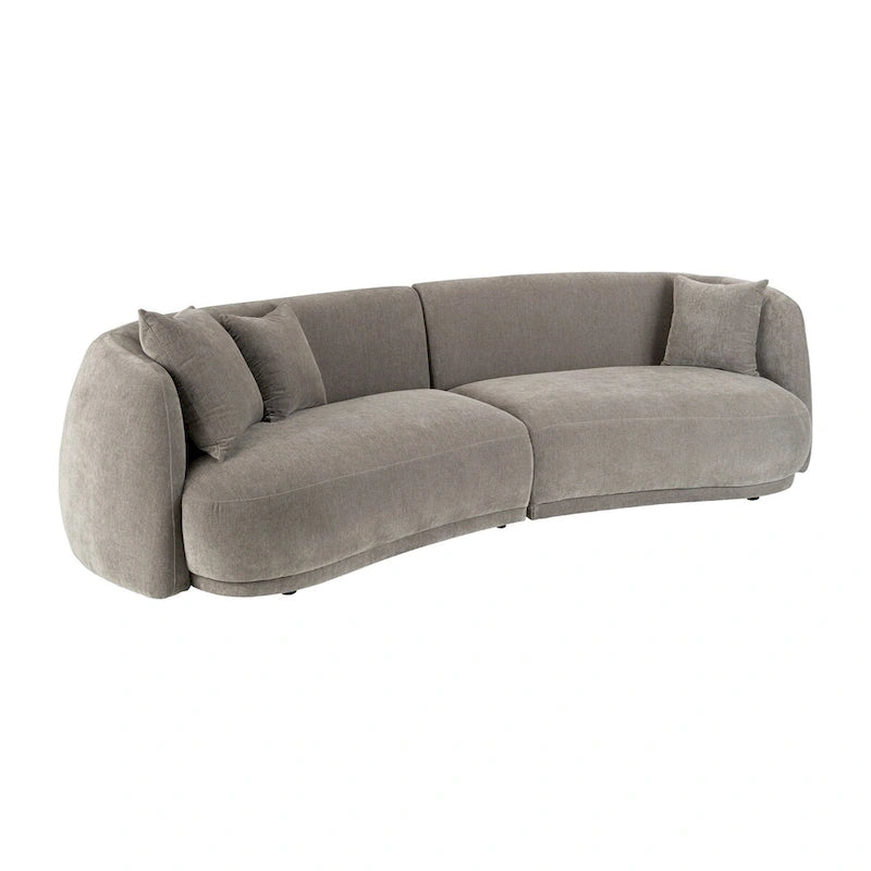 Neutral Modern 4-Seat Rectangle Curved Sofa - 117 x 49 x 31