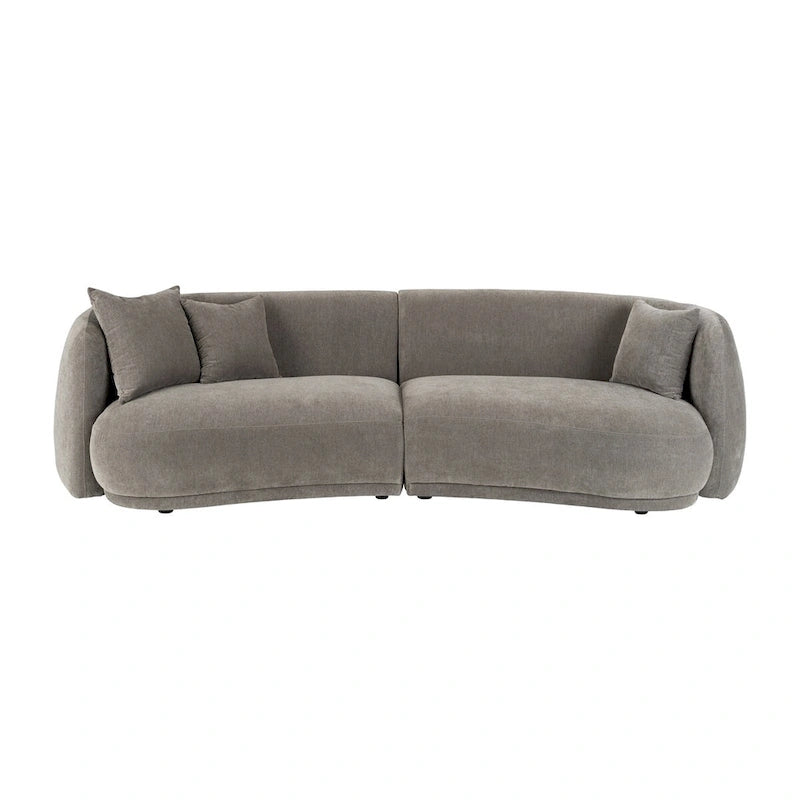 Neutral Modern 4-Seat Rectangle Curved Sofa - 117 x 49 x 31