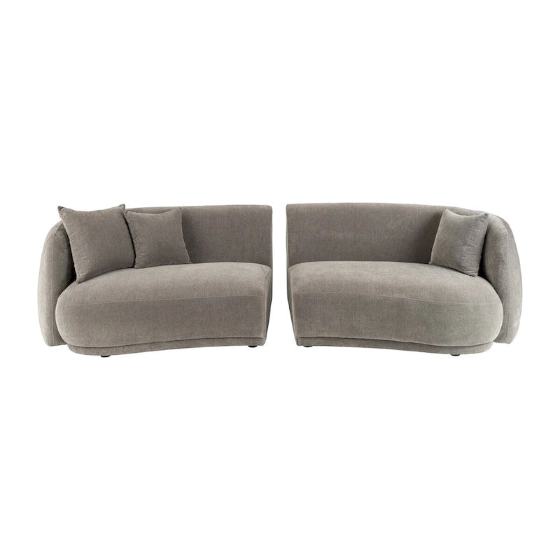 Neutral Modern 4-Seat Rectangle Curved Sofa - 117 x 49 x 31