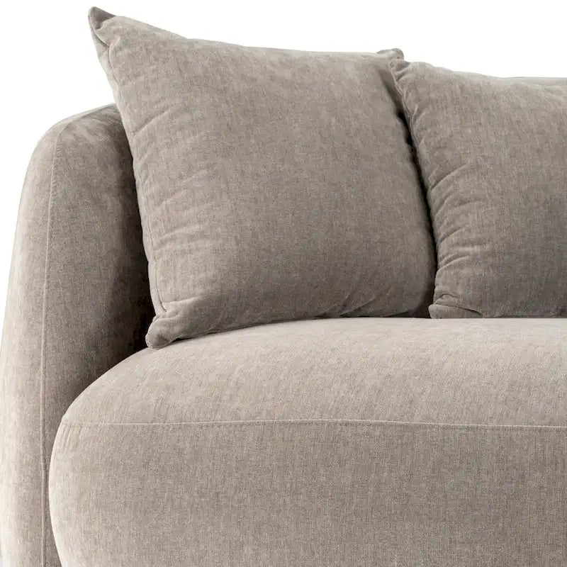 Neutral Modern 4-Seat Rectangle Curved Sofa - 117 x 49 x 31