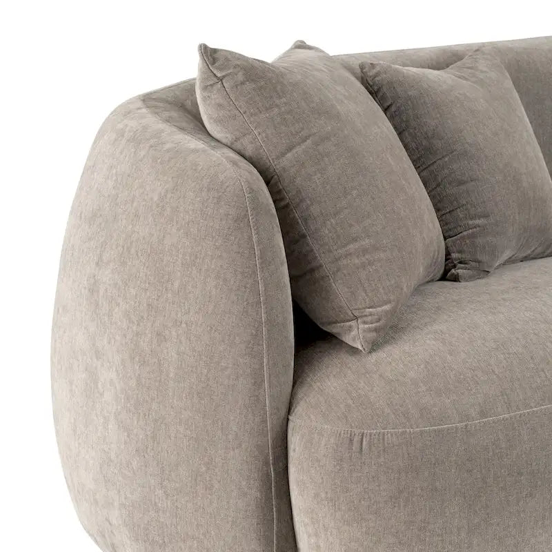 Neutral Modern 4-Seat Rectangle Curved Sofa - 117 x 49 x 31
