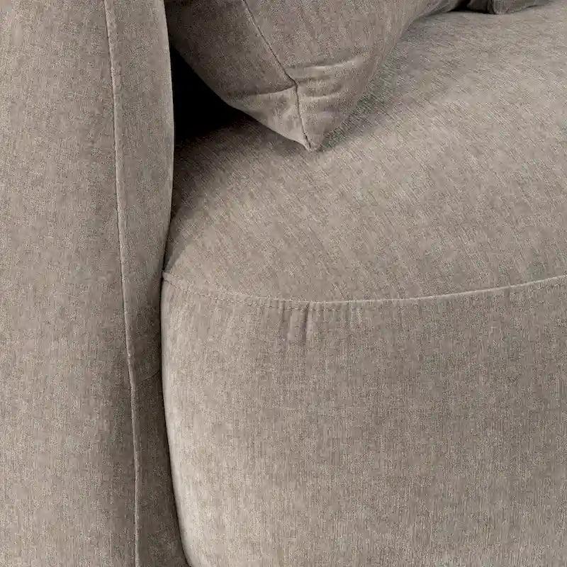 Neutral Modern 4-Seat Rectangle Curved Sofa - 117 x 49 x 31