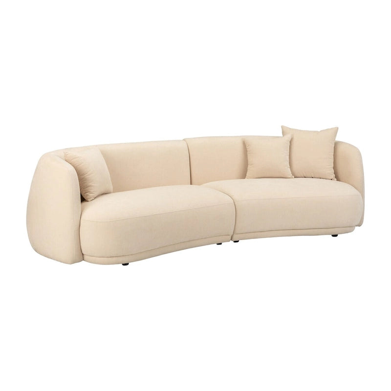Neutral Modern 4-Seat Rectangle Curved Sofa - 117 x 49 x 31