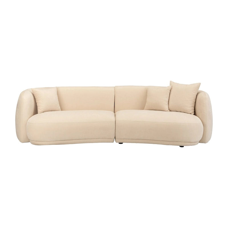 Neutral Modern 4-Seat Rectangle Curved Sofa - 117 x 49 x 31