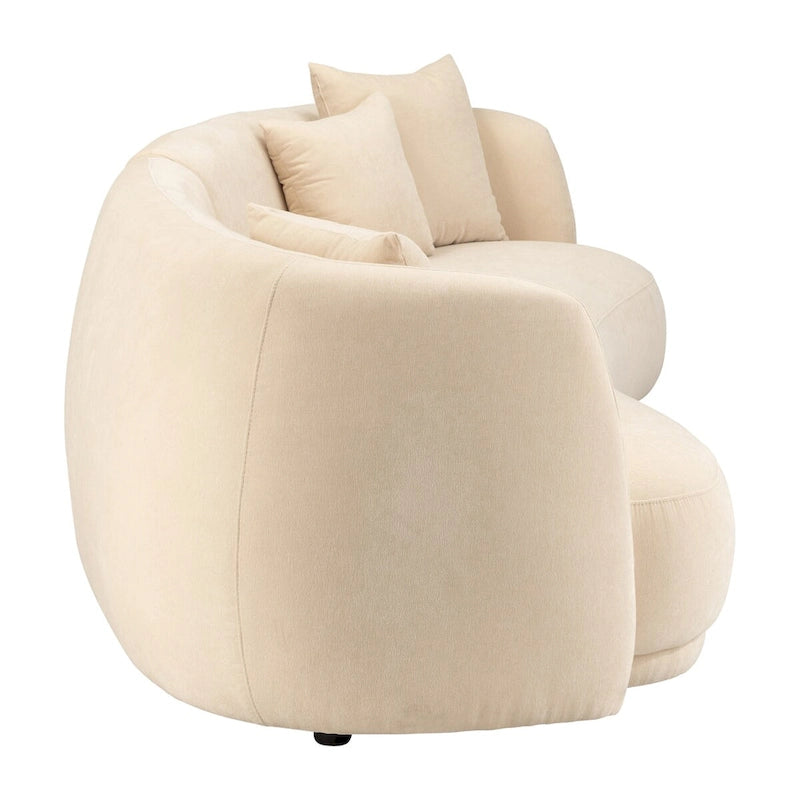 Neutral Modern 4-Seat Rectangle Curved Sofa - 117 x 49 x 31