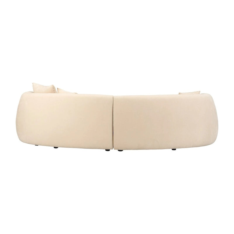 Neutral Modern 4-Seat Rectangle Curved Sofa - 117 x 49 x 31