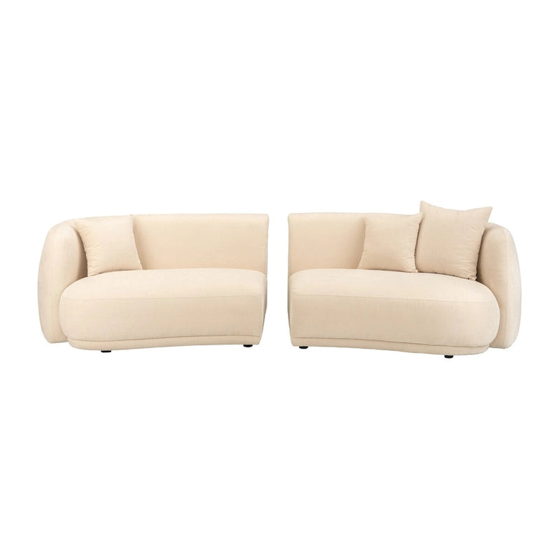 Neutral Modern 4-Seat Rectangle Curved Sofa - 117 x 49 x 31