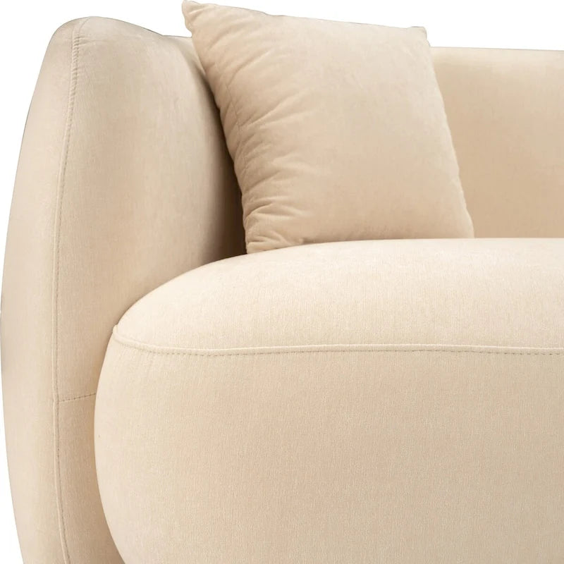 Neutral Modern 4-Seat Rectangle Curved Sofa - 117 x 49 x 31