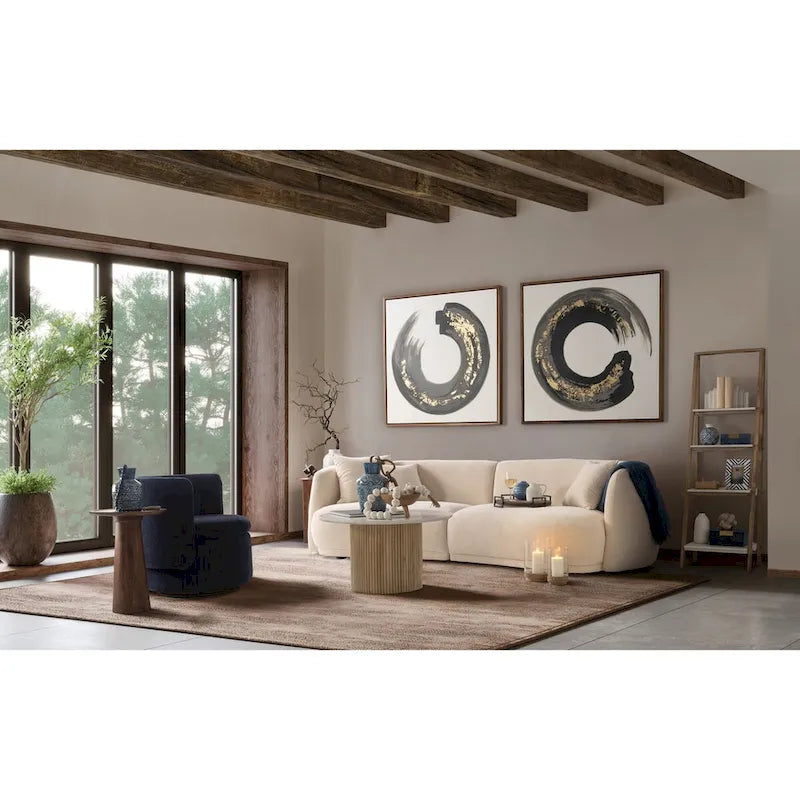 Neutral Modern 4-Seat Rectangle Curved Sofa - 117 x 49 x 31