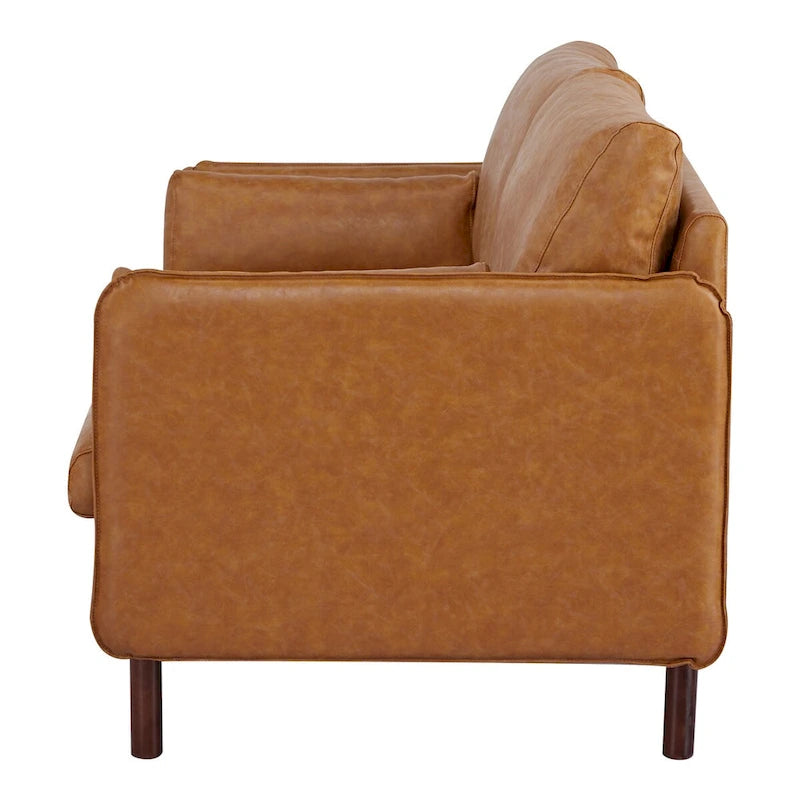 Yucca Modern Loveseat Sofa, Polyester / Vegan Leather Settee Couch - Includes 2 Pillows