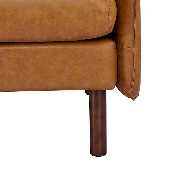 Yucca Modern Loveseat Sofa, Polyester / Vegan Leather Settee Couch - Includes 2 Pillows