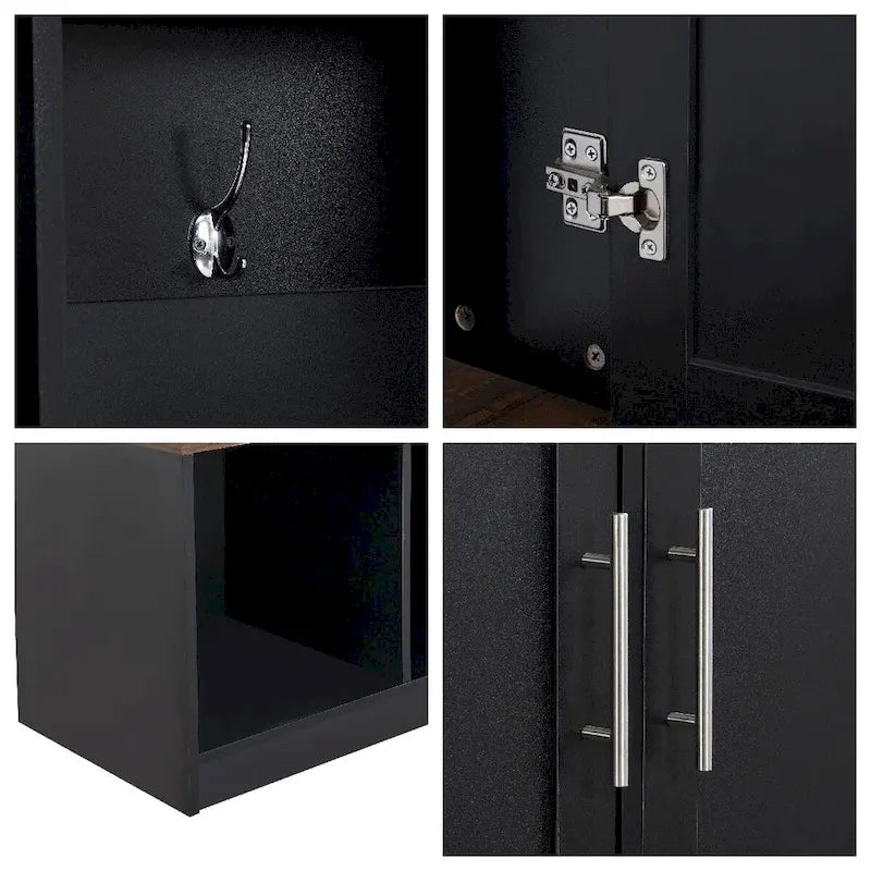 Multi-Functional Hall Tree with 4 Hidden Hooks and Wood Grain Bench