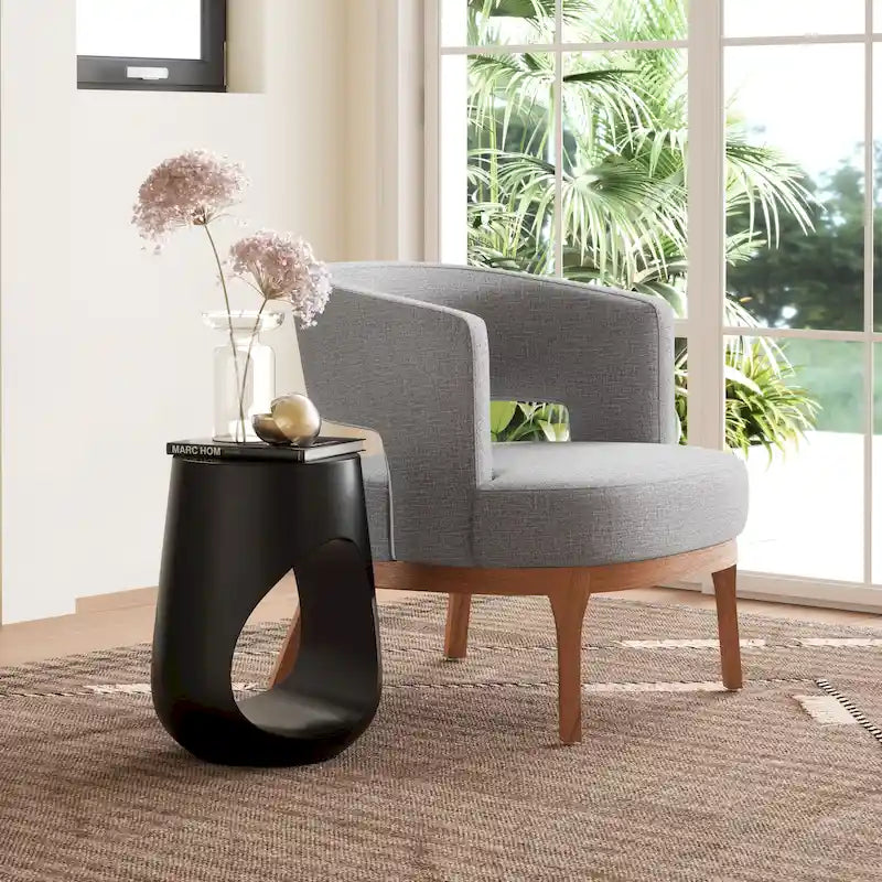 Mango Wood Sculptural Side Table - Black