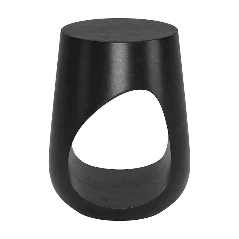 Mango Wood Sculptural Side Table - Black