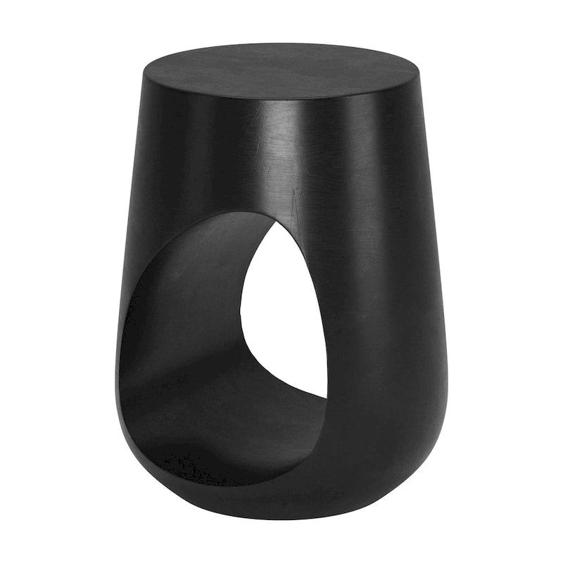 Mango Wood Sculptural Side Table - Black