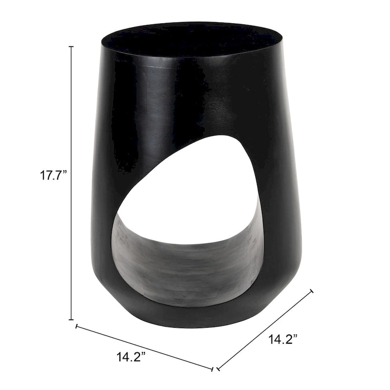 Mango Wood Sculptural Side Table - Black