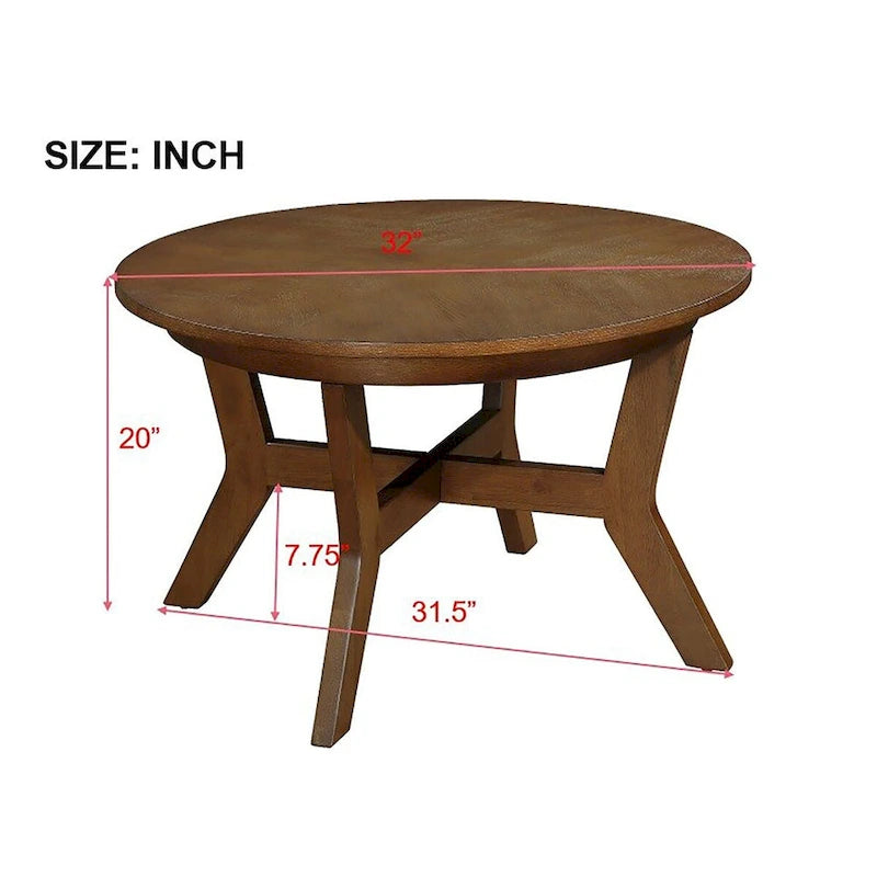 Mid Century Farmhouse Circle Wooden Coffee Tables