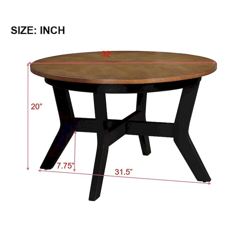 Mid Century Farmhouse Circle Wooden Coffee Tables
