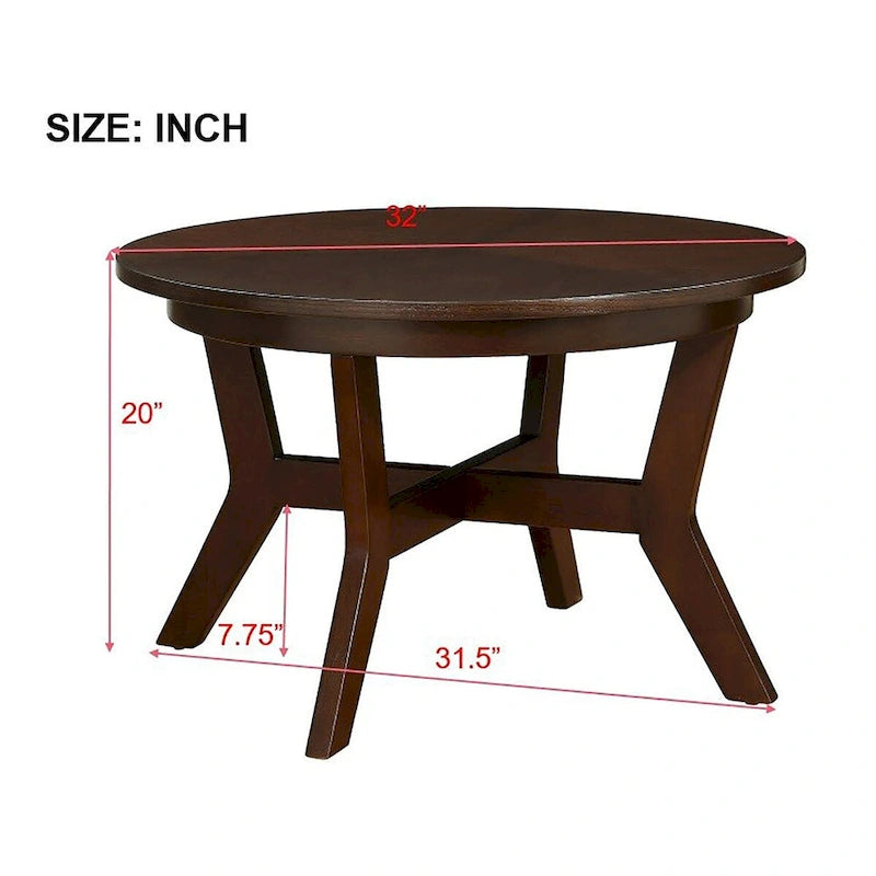 Mid Century Farmhouse Circle Wooden Coffee Tables
