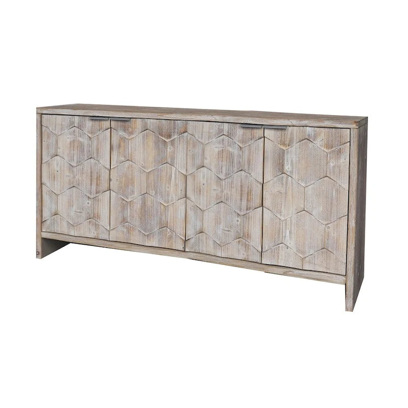 Farmhouse Style 4 Door Wooden Cabinet Sideboard Buffet Server Cabinet