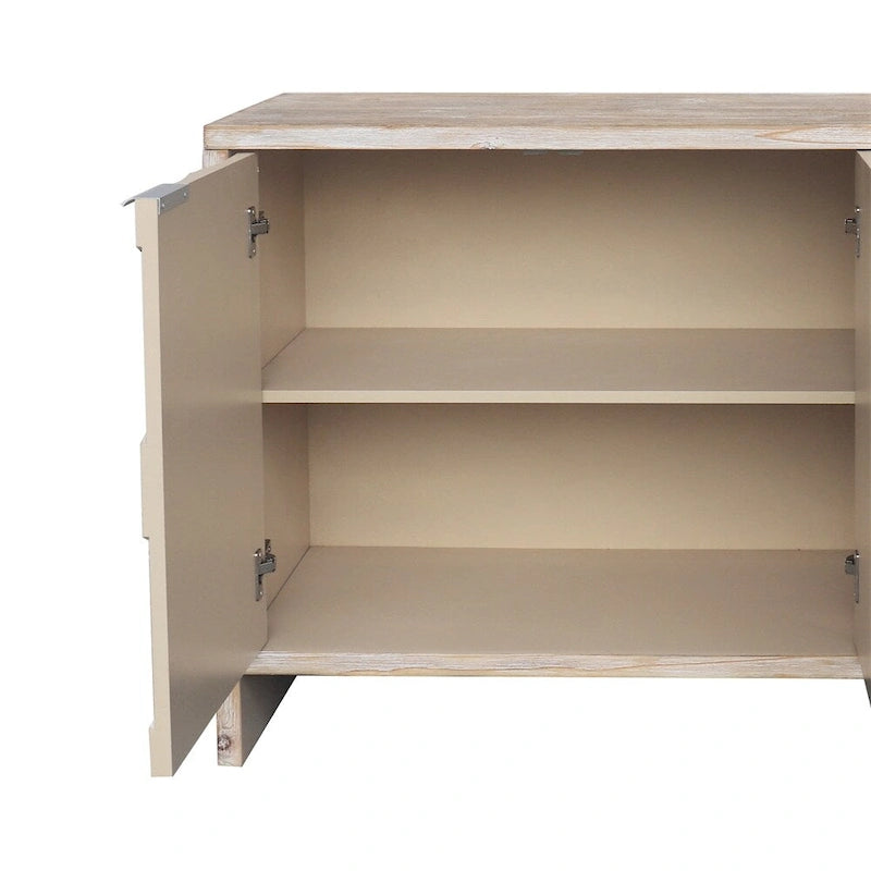 Farmhouse Style 4 Door Wooden Cabinet Sideboard Buffet Server Cabinet