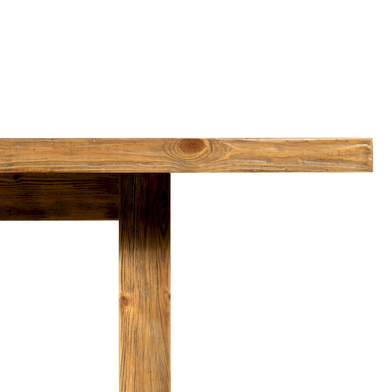 Rustic Solid Pine Trestle Dining Table - Honey Finish