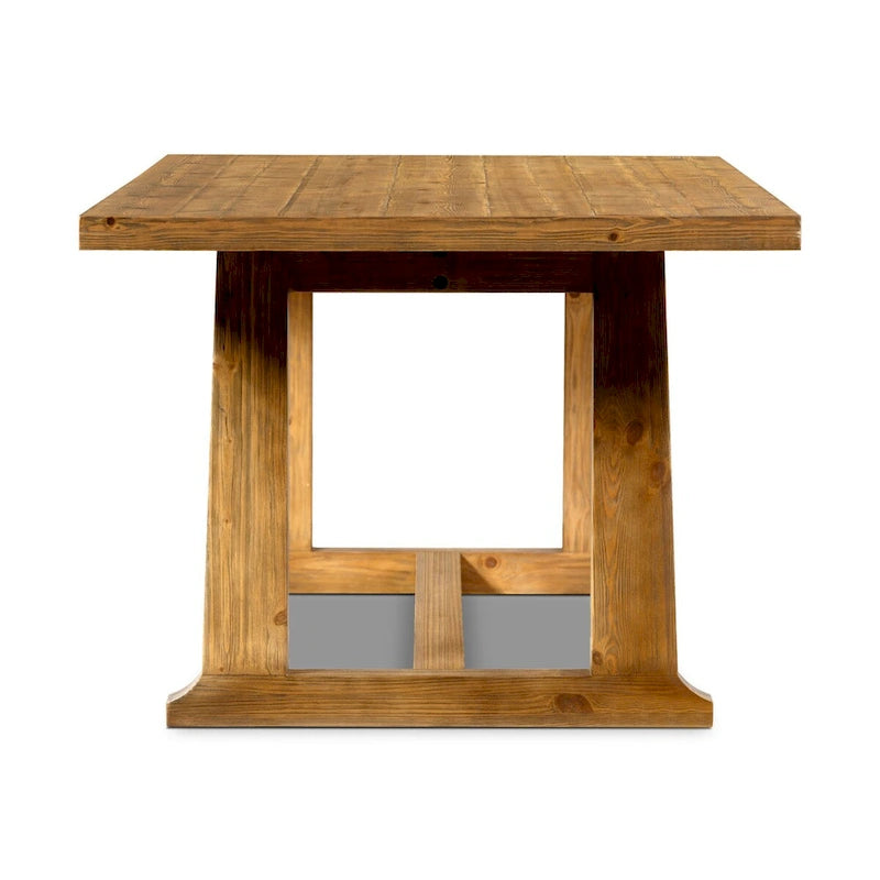 Rustic Solid Pine Trestle Dining Table - Honey Finish