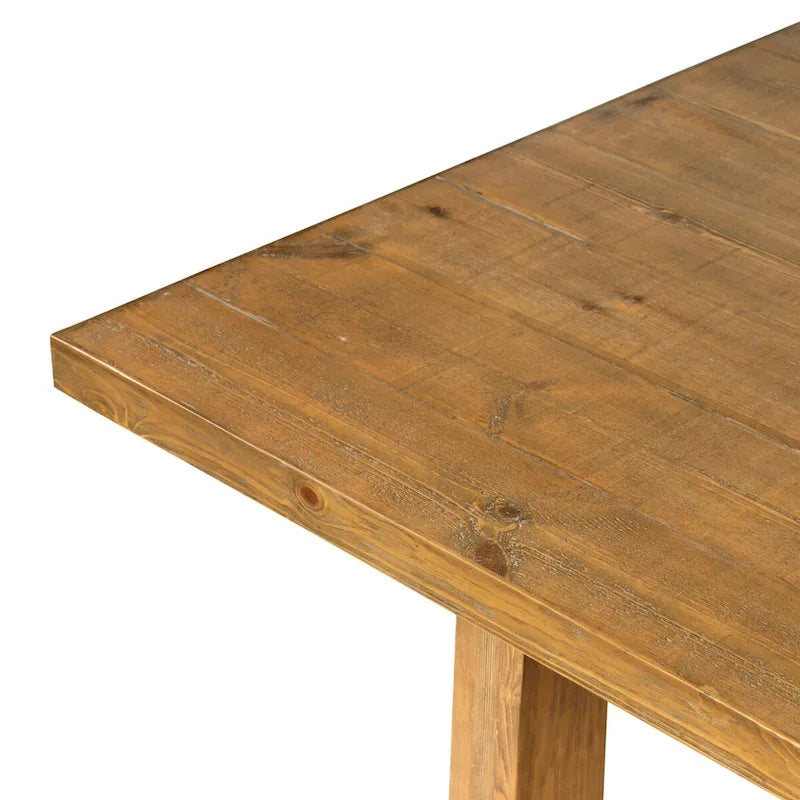 Rustic Solid Pine Trestle Dining Table - Honey Finish