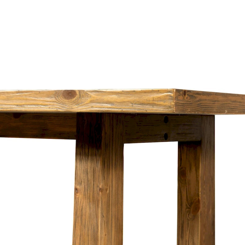 Rustic Solid Pine Trestle Dining Table - Honey Finish