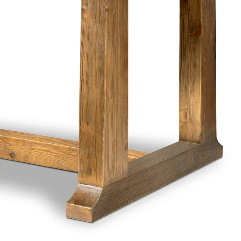 Rustic Solid Pine Trestle Dining Table - Honey Finish