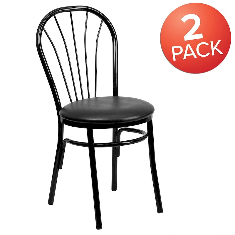 2 Pack Fan Back Metal Chair - Vinyl Seat - 16W x 20D x 34.5H - 16W x 20D x 34.5H