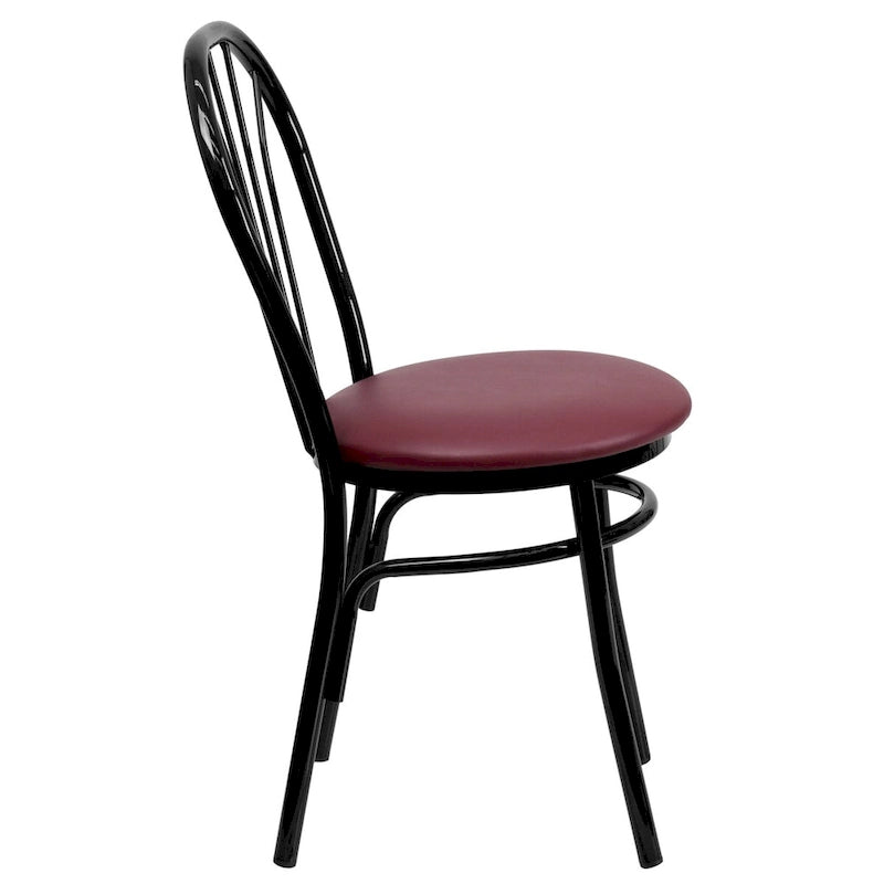 2 Pack Fan Back Metal Chair - Vinyl Seat - 16W x 20D x 34.5H - 16W x 20D x 34.5H