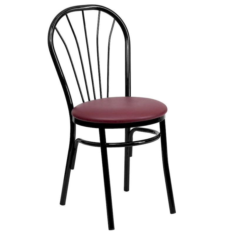 2 Pack Fan Back Metal Chair - Vinyl Seat - 16W x 20D x 34.5H - 16W x 20D x 34.5H