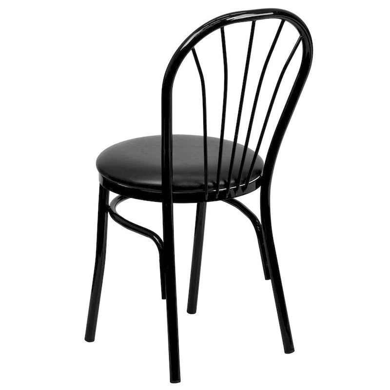 2 Pack Fan Back Metal Chair - Vinyl Seat - 16W x 20D x 34.5H - 16W x 20D x 34.5H