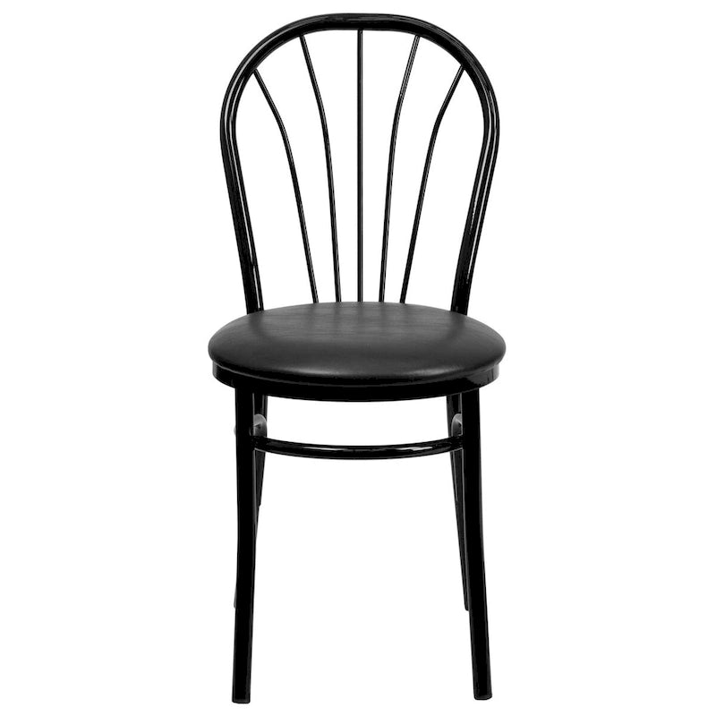 2 Pack Fan Back Metal Chair - Vinyl Seat - 16W x 20D x 34.5H - 16W x 20D x 34.5H