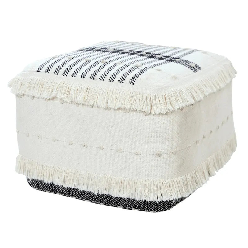 18 Inch White 100% Cotton Ottoman