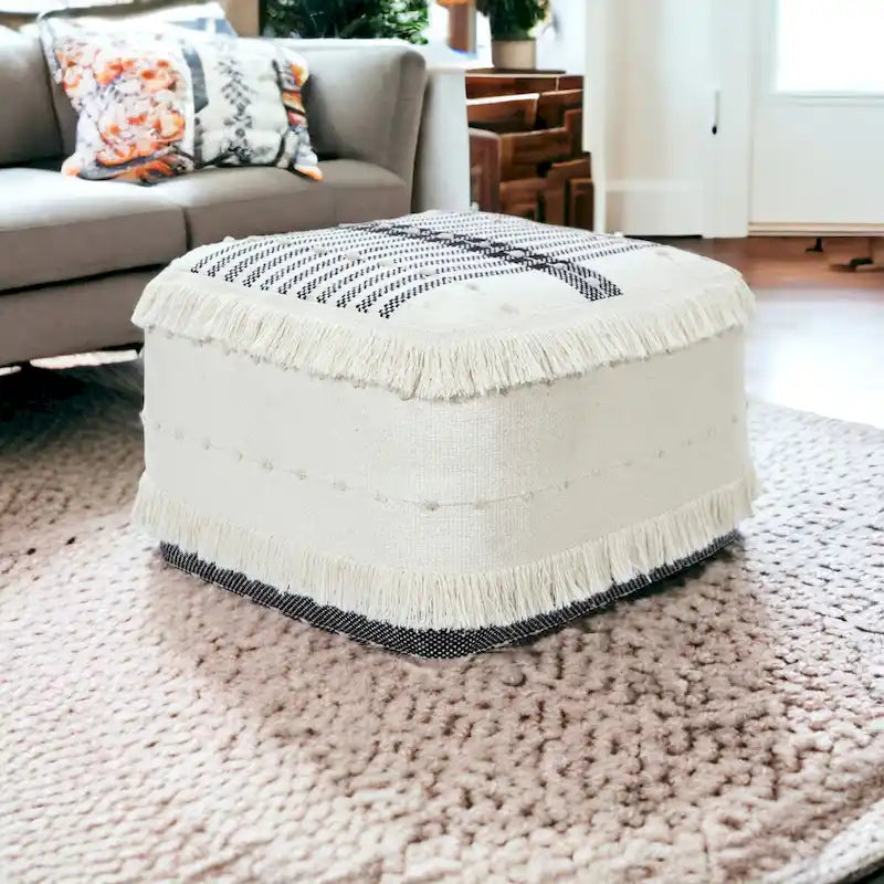 18 Inch White 100% Cotton Ottoman