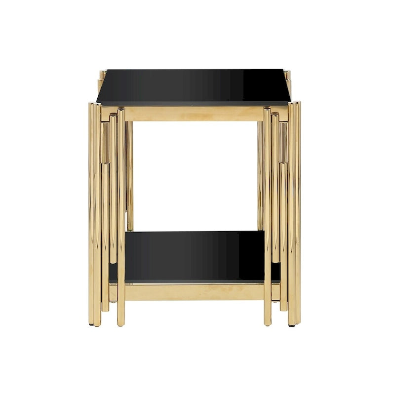 20 Inch Stainless Steel Tempered Glass End Table