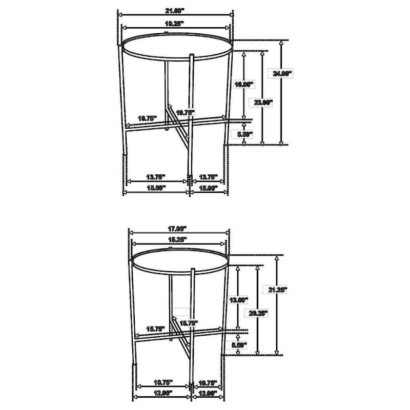 2-Piece Round Mango Wood Nesting Tables with Gold Iron Base