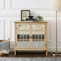 Wood Accent Cabinet with Mirrored Doors Sideboard Buffet