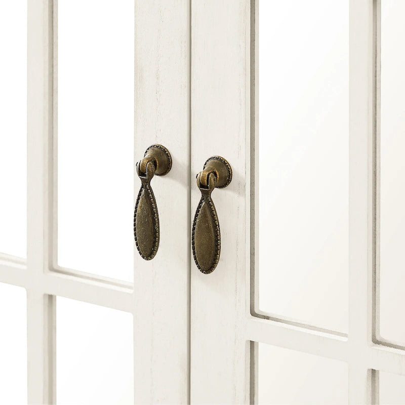 Wood Accent Cabinet with Mirrored Doors Sideboard Buffet