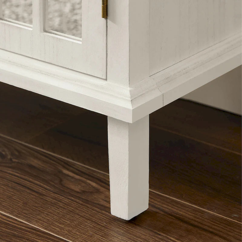Wood Accent Cabinet with Mirrored Doors Sideboard Buffet