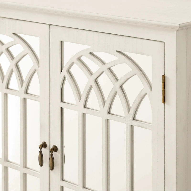 Wood Accent Cabinet with Mirrored Doors Sideboard Buffet