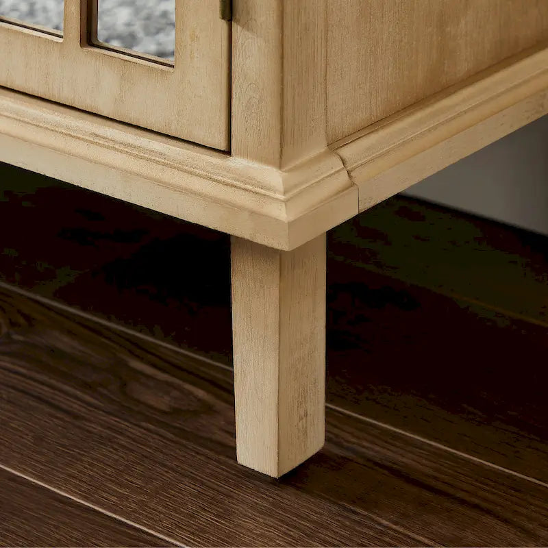 Wood Accent Cabinet with Mirrored Doors Sideboard Buffet