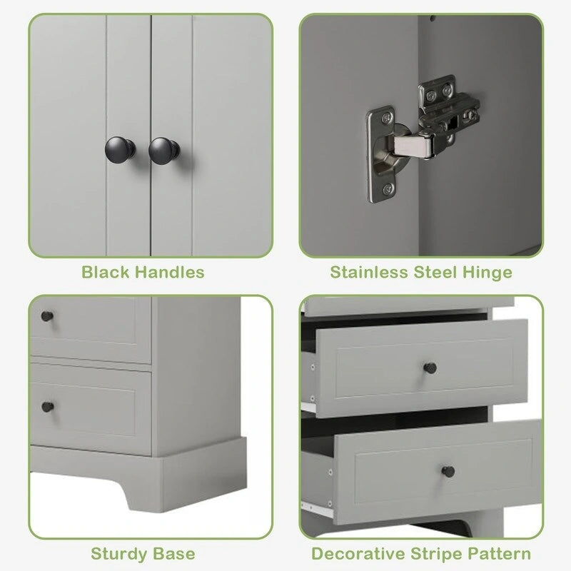 Bathroom Storage Cabinet with 2 Doors and 4 Drawers,Adjustable Shelf