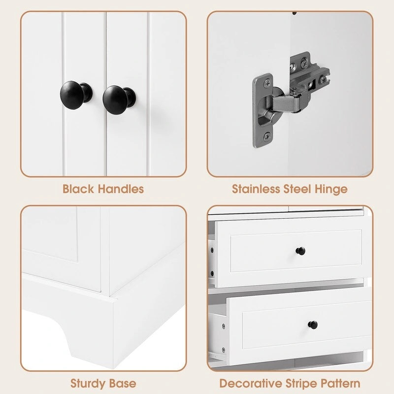 Bathroom Storage Cabinet with 2 Doors and 4 Drawers,Adjustable Shelf