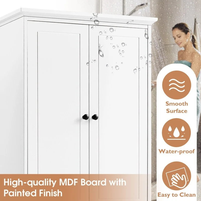 Bathroom Storage Cabinet with 2 Doors and 4 Drawers,Adjustable Shelf