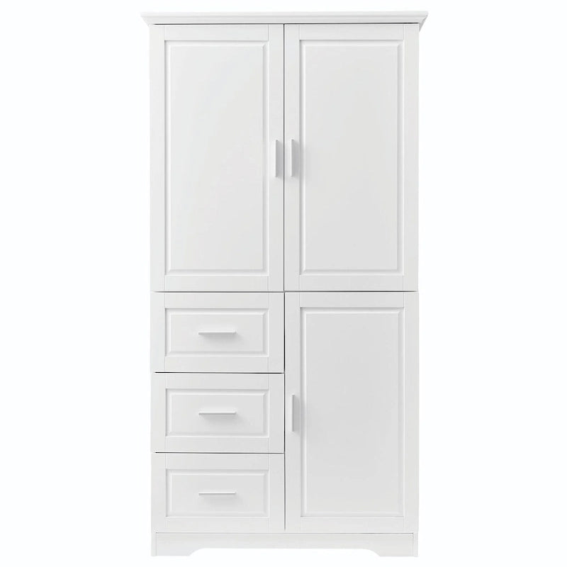 Tall and Wide Storage Cabinet with Doors and Three Drawers