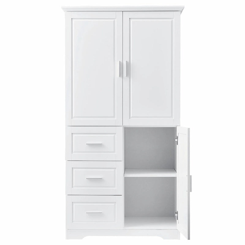 Tall and Wide Storage Cabinet with Doors and Three Drawers