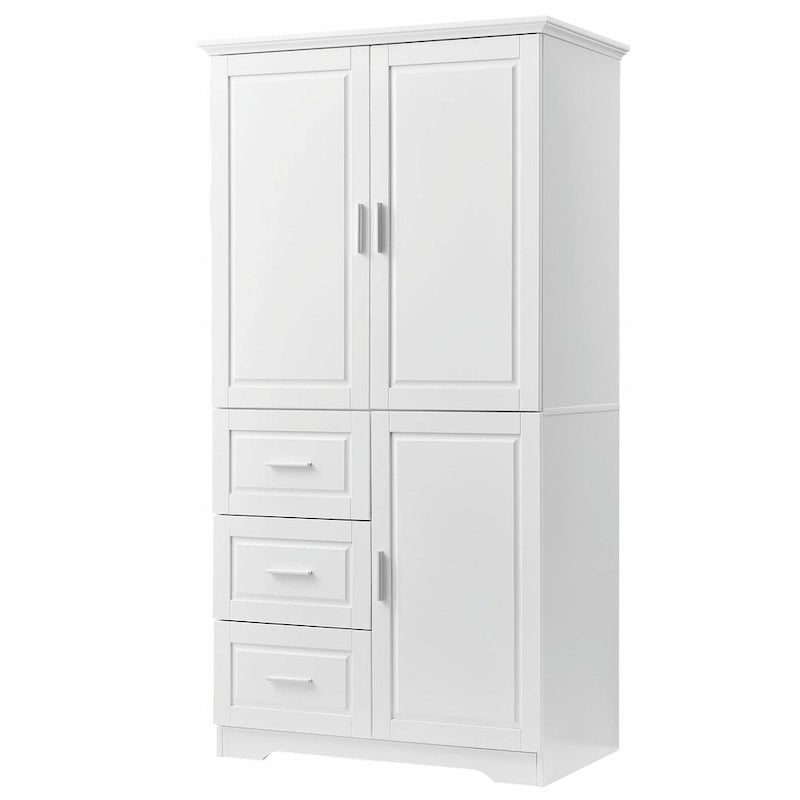 Tall and Wide Storage Cabinet with Doors and Three Drawers